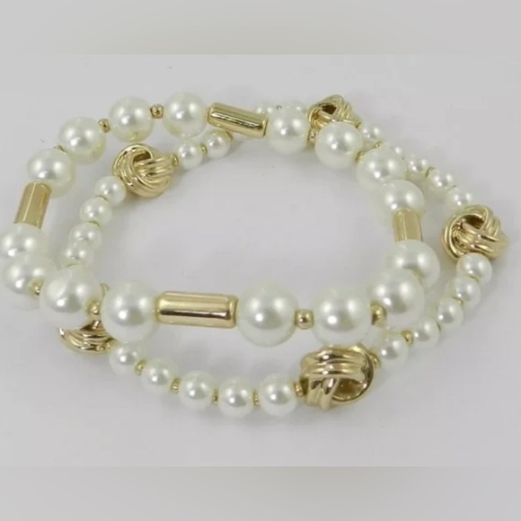 Anne Klein Jewelry - Elegant Gold and Cream Pearl Bracelet